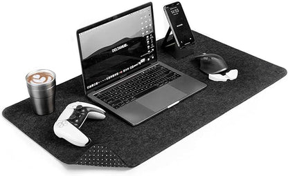DELTAHUB - Minimalistic Felt Desk Protective Pad, Anti - Fray, Anti - Slip, Easy to Clean, Easy Glide, Long Lasting, Sleek Design, Comfortable, Resistant, Desk Mat, PC, Mac, Laptop - Large (18x32inch) | Mouse Pads - TrueDesk