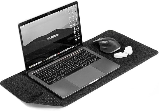 DELTAHUB - Minimalistic Felt Desk Protective Pad, Anti - Fray, Anti - Slip, Easy to Clean, Easy Glide, Long Lasting, Sleek Design, Comfortable, Resistant, Desk Mat, PC, Mac, Laptop - Small (11x25inch) | Mouse Pads - TrueDesk