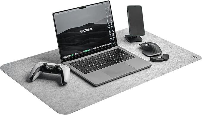 DELTAHUB - Minimalistic Felt Desk Protective Pad, Anti - Fray, Anti - Slip, Easy to Clean, Easy Glide, Long Lasting, Sleek Design, Comfortable, Resistant, Desk Mat, PC, Mac, Laptop - Large (18x32inch) | Mouse Pads - TrueDesk
