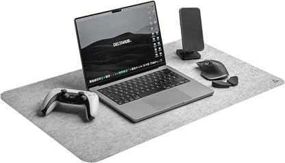 DELTAHUB - Minimalistic Felt Desk Protective Pad, Anti - Fray, Anti - Slip, Easy to Clean, Easy Glide, Long Lasting, Sleek Design, Comfortable, Resistant, Desk Mat, PC, Mac, Laptop - Large (18x32inch) | Mouse Pads - TrueDesk