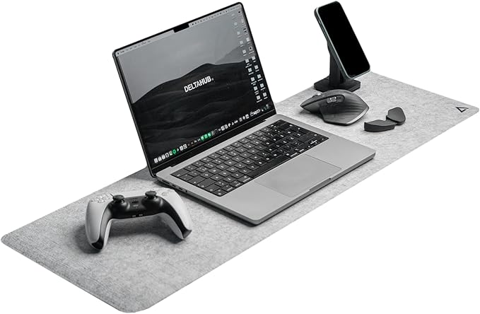DELTAHUB - Minimalistic Felt Desk Protective Pad, Anti - Fray, Anti - Slip, Easy to Clean, Easy Glide, Long Lasting, Sleek Design, Comfortable, Resistant, Desk Mat, PC, Mac, Laptop - Medium (12x35inch) | Mouse Pads - TrueDesk