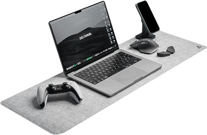 DELTAHUB - Minimalistic Felt Desk Protective Pad, Anti - Fray, Anti - Slip, Easy to Clean, Easy Glide, Long Lasting, Sleek Design, Comfortable, Resistant, Desk Mat, PC, Mac, Laptop - Medium (12x35inch) | Mouse Pads - TrueDesk