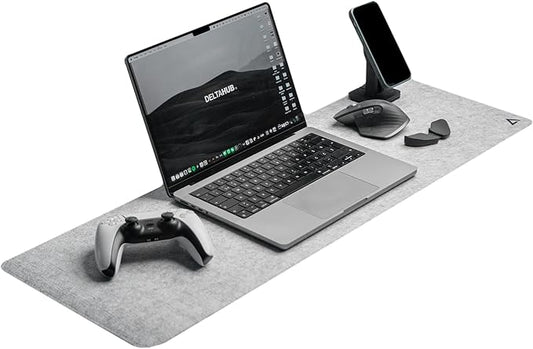 DELTAHUB - Minimalistic Felt Desk Protective Pad, Anti - Fray, Anti - Slip, Easy to Clean, Easy Glide, Long Lasting, Sleek Design, Comfortable, Resistant, Desk Mat, PC, Mac, Laptop - Medium (12x35inch) | Mouse Pads - TrueDesk