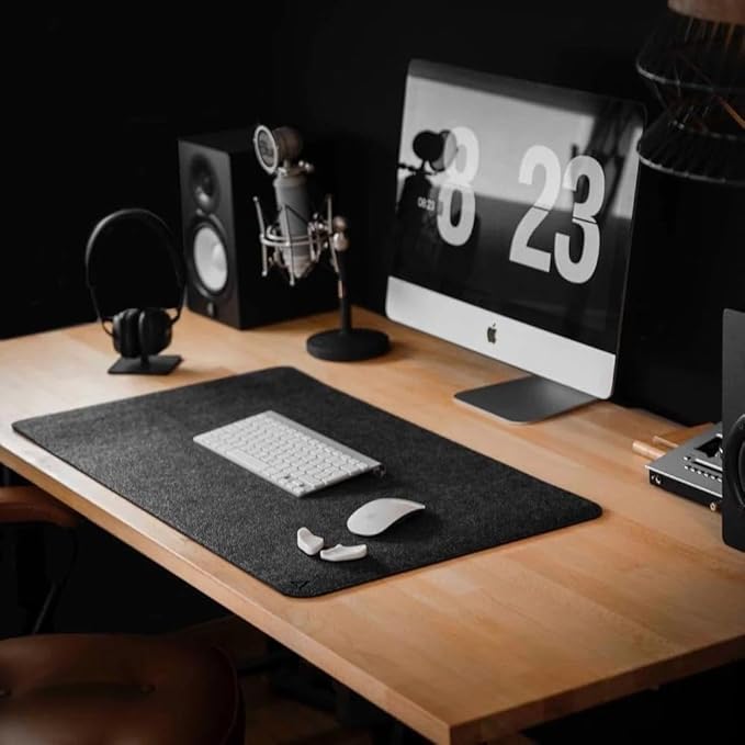 DELTAHUB - Minimalistic Felt Desk Protective Pad, Anti - Fray, Anti - Slip, Easy to Clean, Easy Glide, Long Lasting, Sleek Design, Comfortable, Resistant, Desk Mat, PC, Mac, Laptop - Large (18x32inch) | Mouse Pads - TrueDesk