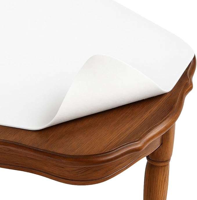 Dependable Industries inc. Essentials Felt Back Vinyl Table Pad – Cut - to - Fit Waterproof Table Protector with Flannel Backing – Heat - Resistant Dining Table Cover, 52" x 108" | Table Pads - TrueDesk
