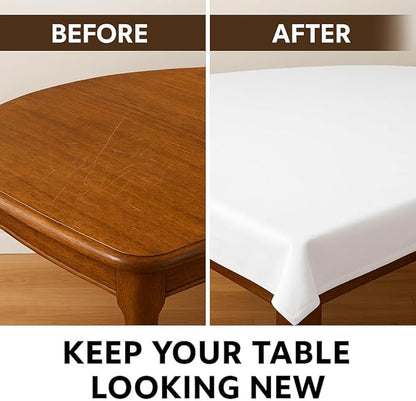 Dependable Industries inc. Essentials Felt Back Vinyl Table Pad – Cut - to - Fit Waterproof Table Protector with Flannel Backing – Heat - Resistant Dining Table Cover, 52" x 108" | Table Pads - TrueDesk