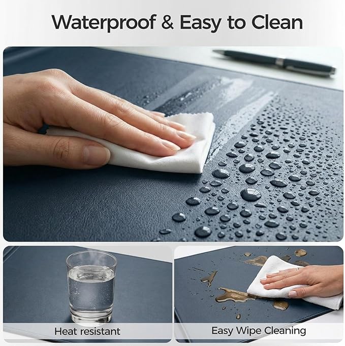 Desk Mat – Double - Sided Vegan Leather & Felt | Built - In Magnetic Cable Organizer & File Storage | Premium Workspace Pad for Office, Gaming & Creative Professionals - （Green） | Desk Pads Blotters - TrueDesk
