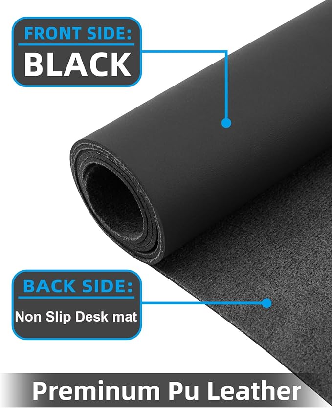 Desk mat Large, Leather Desk Pad Protector,Office Desk Mat,Mouse Pad, Non - Slip Desk Blotter, Laptop Desk Pad, Waterproof Desk Writing Pad for Office&Home (Black,48" x 24") | Desk Pads Blotters - TrueDesk