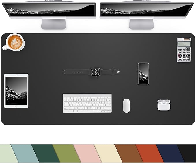 Desk mat Large, Leather Desk Pad Protector,Office Desk Mat,Mouse Pad, Non - Slip Desk Blotter, Laptop Desk Pad, Waterproof Desk Writing Pad for Office&Home (Black,48" x 24") | Desk Pads Blotters - TrueDesk