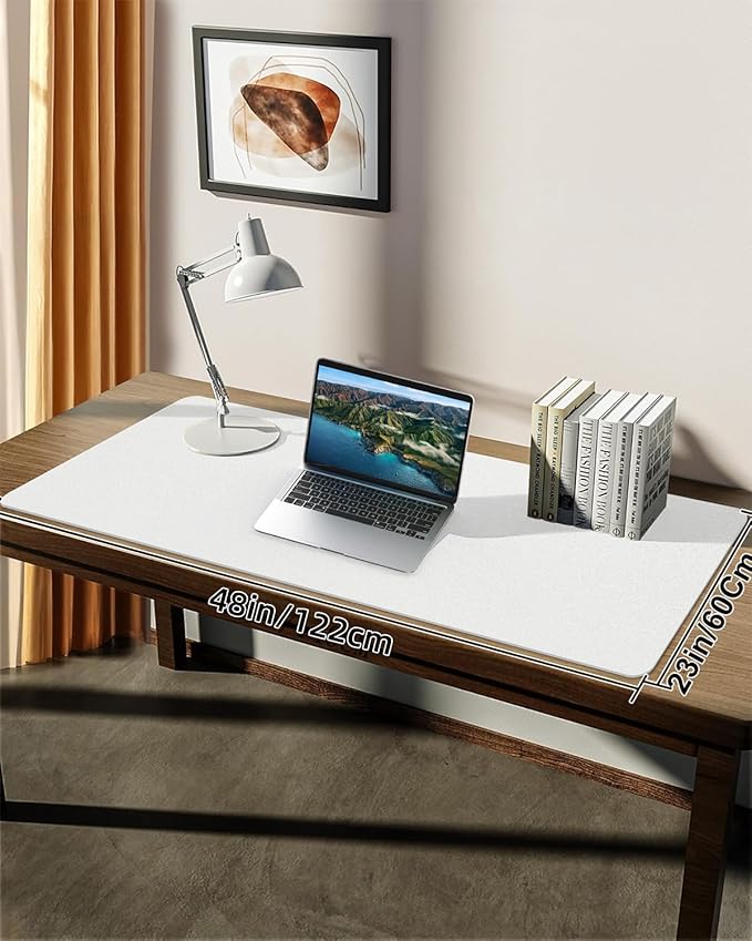 Desk mat Large, Leather Desk Pad Protector,Office Desk Mat,Mouse Pad, Non - Slip Desk Blotter, Laptop Desk Pad, Waterproof Desk Writing Pad for Office&Home (Ivory White, 48" x 24") | Desk Pads Blotters - TrueDesk