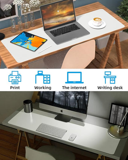 Desk mat Large, Leather Desk Pad Protector,Office Desk Mat,Mouse Pad, Non - Slip Desk Blotter, Laptop Desk Pad, Waterproof Desk Writing Pad for Office&Home (Ivory White, 48" x 24") | Desk Pads Blotters - TrueDesk
