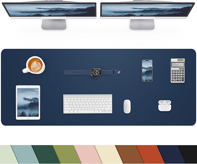 Desk mat Large, Leather Desk Pad Protector,Office Desk Mat,Mouse Pad, Non - Slip Desk Blotter, Laptop Desk Pad, Waterproof Desk Writing Pad for Office&Home (Midnight Blue, 55" x 24") | Desk Pads Blotters - TrueDesk