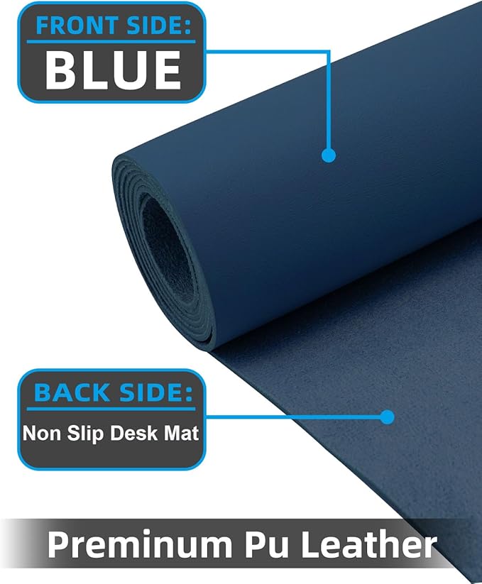 Desk mat Large, Leather Desk Pad Protector,Office Desk Mat,Mouse Pad, Non - Slip Desk Blotter, Laptop Desk Pad, Waterproof Desk Writing Pad for Office&Home (Midnight Blue, 48" x 24") | Desk Pads Blotters - TrueDesk