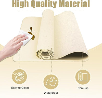 Desk Pad Protector, Leather & Suede Desk Mat, Non - Slip Desk Pad Mat, Large Mouse Pad, Waterproof Desk Blotter Mat, Desk Cover for Office, Home (Beige, 23.6" x 13.7") | Desk Pads Blotters - TrueDesk