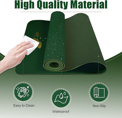 Desk Pad Protector, Leather & Suede Desk Mat, Non - Slip Desk Pad Mat, Large Mouse Pad, Waterproof Desk Blotter Mat, Desk Cover for Office, Home (Blackish Green, 23.6" x 13.7") | Desk Pads Blotters - TrueDesk