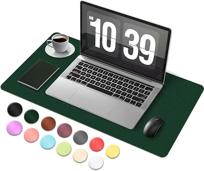 Desk Pad Protector, Leather & Suede Desk Mat, Non - Slip Desk Pad Mat, Large Mouse Pad, Waterproof Desk Blotter Mat, Desk Cover for Office, Home (Blackish Green, 23.6" x 13.7") | Desk Pads Blotters - TrueDesk
