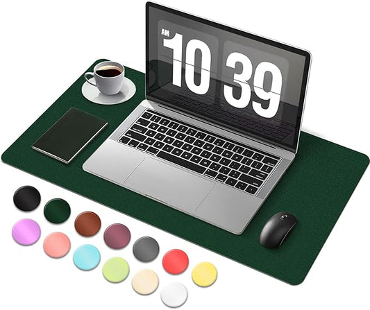 Desk Pad Protector, Leather & Suede Desk Mat, Non - Slip Desk Pad Mat, Large Mouse Pad, Waterproof Desk Blotter Mat, Desk Cover for Office, Home (Blackish Green, 23.6" x 13.7") | Desk Pads Blotters - TrueDesk