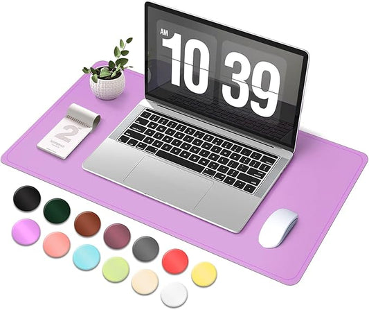 Desk Pad Protector, Leather & Suede Desk Mat, Non - Slip Desk Pad Mat, Large Mouse Pad, Waterproof Desk Blotter Mat, Desk Cover for Office, Home (Lilac, 23.6" x 13.7") | Desk Pads Blotters - TrueDesk