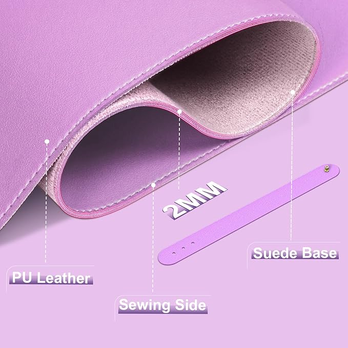 Desk Pad Protector, Leather & Suede Desk Mat, Non - Slip Desk Pad Mat, Large Mouse Pad, Waterproof Desk Blotter Mat, Desk Cover for Office, Home (Lilac, 23.6" x 13.7") | Desk Pads Blotters - TrueDesk