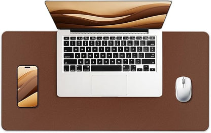 Desk Pad Protector, Leather & Suede Desk Mat, Non - Slip Desk Pad Mat, Large Mouse Pad, Waterproof Desk Blotter Mat, Desk Cover for Office, Home (Seal Brown, 23.6" x 13.7") | Desk Pads Blotters - TrueDesk