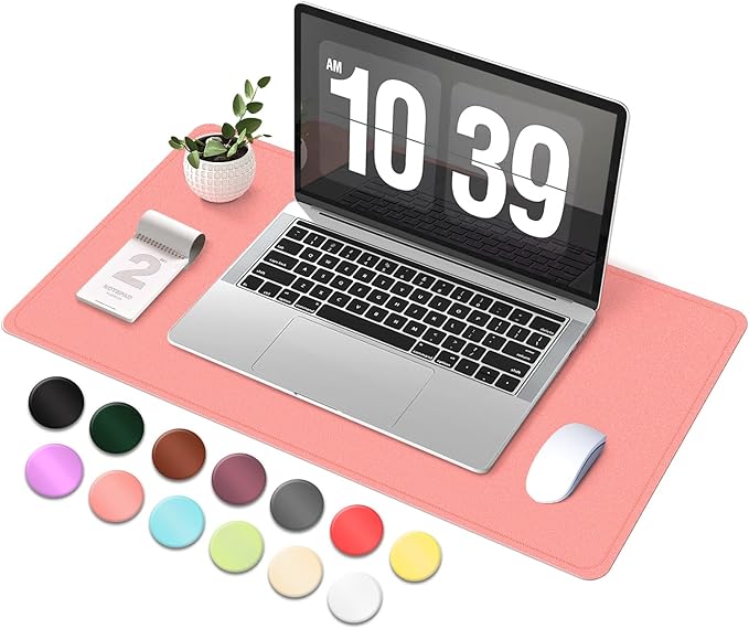 Desk Pad Protector, Leather & Suede Desk Mat, Non - Slip Desk Pad Mat, Large Mouse Pad, Waterproof Desk Blotter Mat, Desk Cover for Office, Home (Sweet Pink, 23.6" x 13.7") | Desk Pads Blotters - TrueDesk
