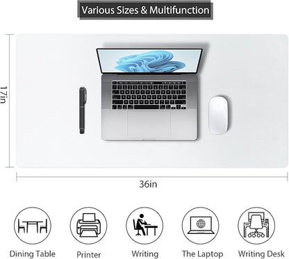 Desk Pad Protector Mouse Pad, Non - Slip Computer Mat for Desk, PU Leather Office Desk Mat, Waterproof Desk Pad for Keyboard and Mouse, Laptop Desk Blotter Pad for Home and Office, White (17''X36'') | Desk Pads Blotters - TrueDesk