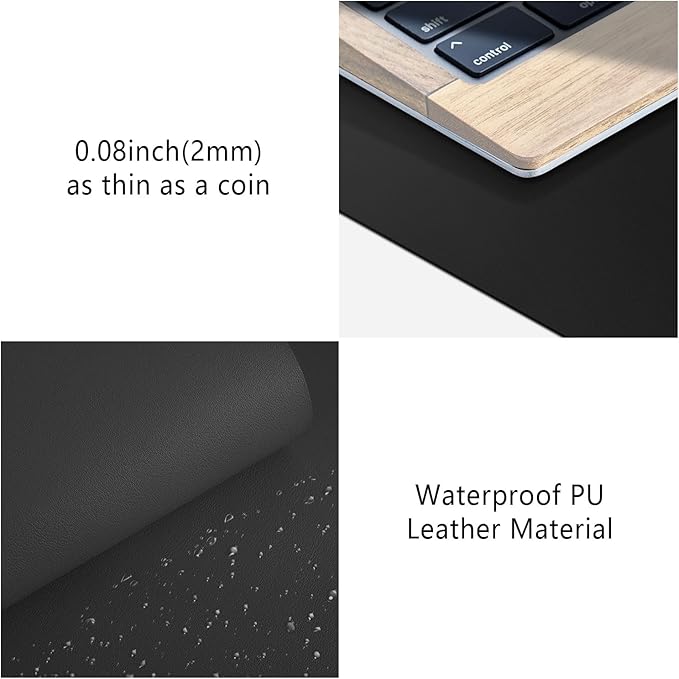 Desk Pad Protector Mouse Pad, Non - slip Computer Mat for Desk, PU Leather Office Desk Mat, Waterproof Desk Pad for Keyboard and Mouse, Laptop Desk Blotter Pad for Home and Office, Black (15.7''X31.5'') | Desk Pads Blotters - TrueDesk