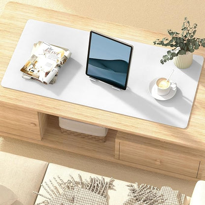 Desk Pad Protector Mouse Pad, Non - Slip Computer Mat for Desk, PU Leather Office Desk Mat, Waterproof Desk Pad for Keyboard and Mouse, Laptop Desk Blotter Pad for Home and Office, White (17''X36'') | Desk Pads Blotters - TrueDesk
