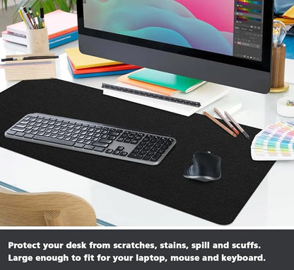 Desk Protector - Non - Slip PVC Leather Office Mat for Desktop - Waterproof Writing Pad (Black, 14" x 30") | Desk Pads Blotters - TrueDesk