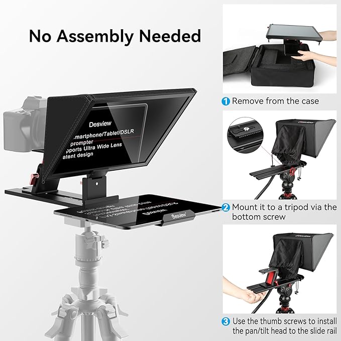 Desview P13 Portable Teleprompter for Camera Compatible with 12.9" Tablets Wireless Remote Control Foldable Sun Hood Lightweight (1.7kg) for Video Recording Vlogging Live Streaming | Teleprompters - TrueDesk