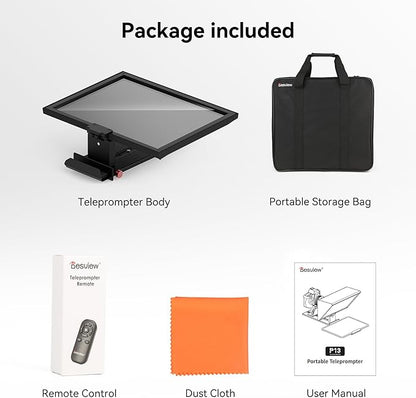 Desview P13 Portable Teleprompter for Camera Compatible with 12.9" Tablets Wireless Remote Control Foldable Sun Hood Lightweight (1.7kg) for Video Recording Vlogging Live Streaming | Teleprompters - TrueDesk