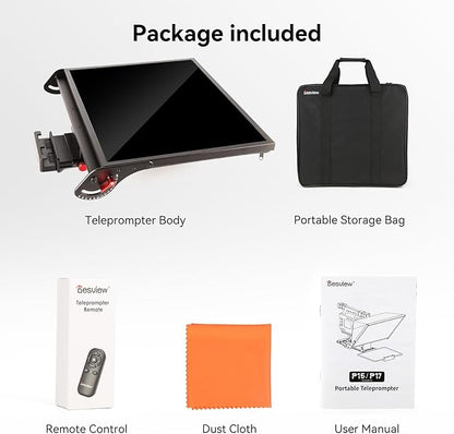 Desview P17 Portable Teleprompter for Camera Video Recording, Foldable Auto - Scrolling Prompter with Wireless Remote Sunshade & Tripod Mount Compatible with iPhone Android Tablet | Teleprompters - TrueDesk