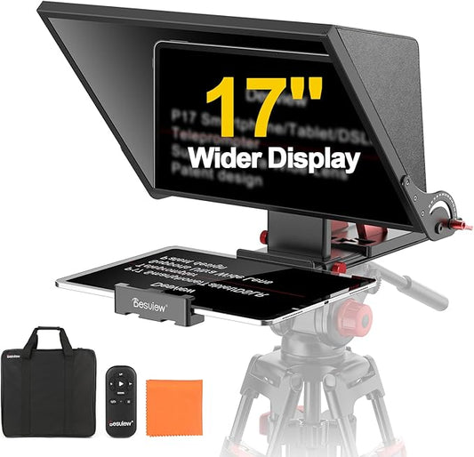 Desview P17 Portable Teleprompter for Camera Video Recording, Foldable Auto - Scrolling Prompter with Wireless Remote Sunshade & Tripod Mount Compatible with iPhone Android Tablet | Teleprompters - TrueDesk
