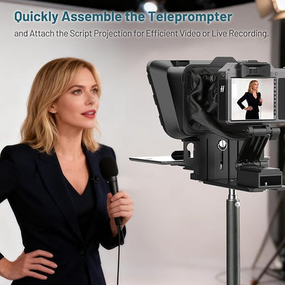 Desview P8 Universal Teleprompter for Smartphone Camera, DSLR Webcam Tablet up to 10" with Bluetooth Remote Foldable Design for Live Streaming Video Recording YouTube TikTok Videos | Teleprompters - TrueDesk