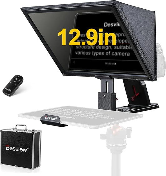 Desview T12S Teleprompter 12.9 inch Metal Teleprompter High Display Glass Compatible with Smartphone Tablet ipad Camera Easy Assembly Carry Case Included Great Partner for Video Making | Teleprompters - TrueDesk