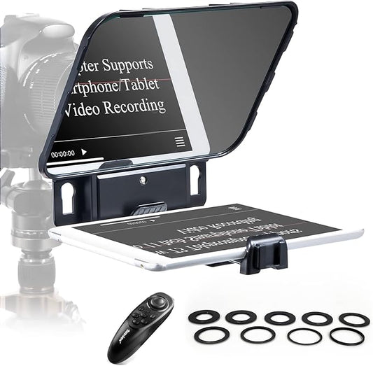 Desview T3 Teleprompter Teleprompter with Remote Control Work with iPad/Tablet/Smartphone up to 10 inch High Display Mirror Support Wide Angle Lens Great Partner for Live Streaming | Teleprompters - TrueDesk