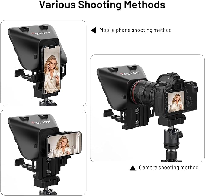 Desview T3 Teleprompter Teleprompter with Remote Control Work with iPad/Tablet/Smartphone up to 10 inch High Display Mirror Support Wide Angle Lens Great Partner for Live Streaming | Teleprompters - TrueDesk