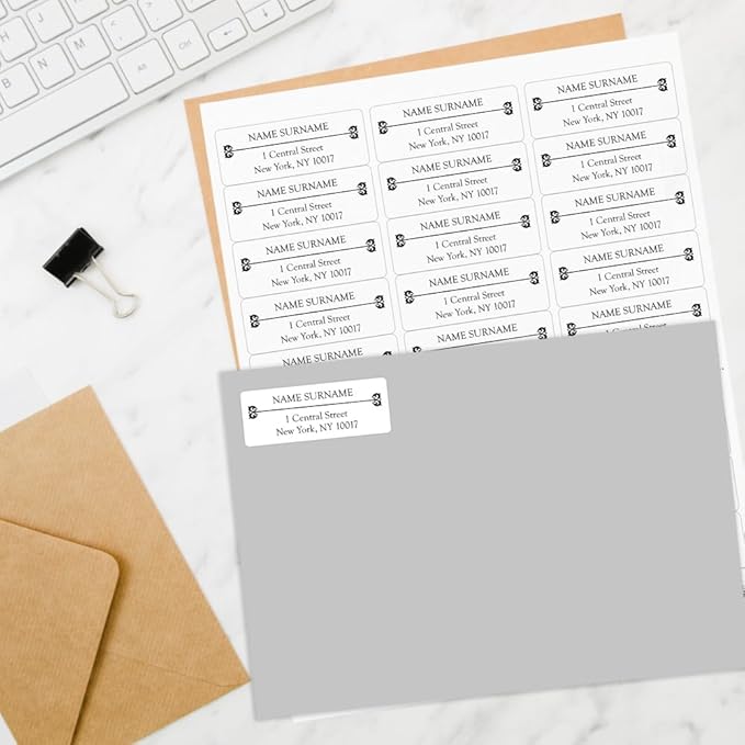 Dotty About Paper Personalized Return Address Labels (25 - 500 Custom mailing Address Labels) - Black and White x 100 | Address Labels - TrueDesk