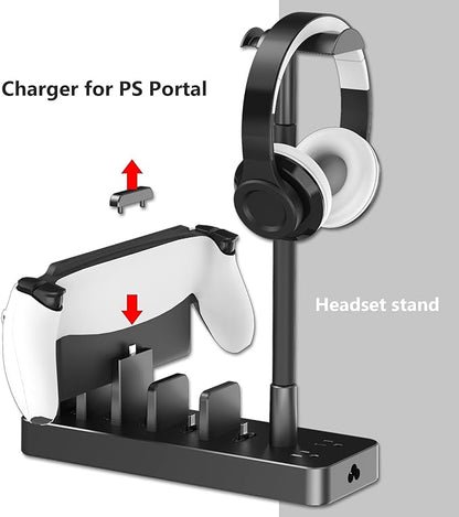 Drevet Charging Station for Multiple Devices, 6 Port USB C Fast Charger Station with 2 AC Outlets and Headset Stand, USB Charging Dock Compatible with Cellphone, Tablet, Kindle, iPhone, iPad and More | Charging Stations - TrueDesk