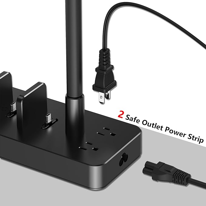 Drevet Charging Station for Multiple Devices, 6 Port USB C Fast Charger Station with 2 AC Outlets and Headset Stand, USB Charging Dock Compatible with Cellphone, Tablet, Kindle, iPhone, iPad and More | Charging Stations - TrueDesk