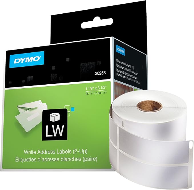 DYMO 30253 LW Mailing Address Labels, 2 - up, for LabelWriter Label Printers, 1 roll of 700 | Address Labels - TrueDesk