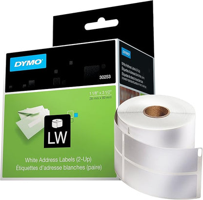 DYMO 30253 LW Mailing Address Labels, 2 - up, for LabelWriter Label Printers, 1 roll of 700 | Address Labels - TrueDesk