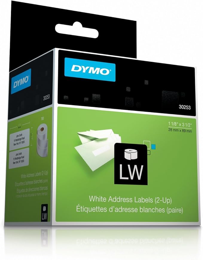 DYMO 30253 LW Mailing Address Labels, 2 - up, for LabelWriter Label Printers, 1 roll of 700 | Address Labels - TrueDesk