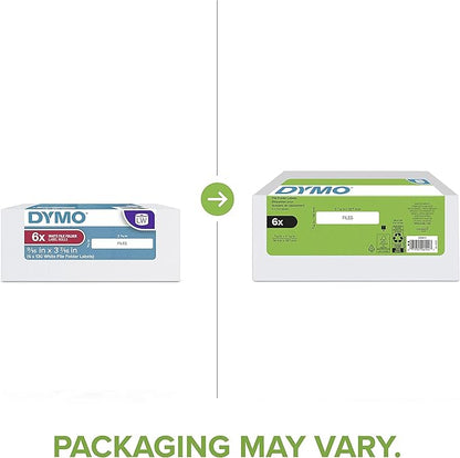 DYMO Authentic LW 1 - Up File Folder Labels for LabelWriter Label Printers, White, 9/16" x 3 - 7/16", 6 Rolls of 130 (780 Total) | Laser Inkjet Printer Labels - TrueDesk