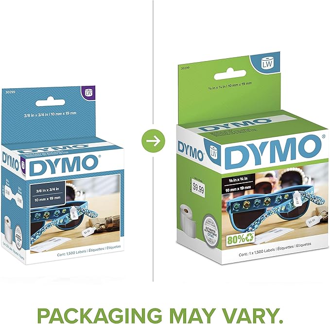 DYMO Authentic LW 2 - Up Price Tag Labels, DYMO Labels for LabelWriter Label Printers, 3/8" x 3/4", 1 Roll of 1500 | Laser Inkjet Printer Labels - TrueDesk