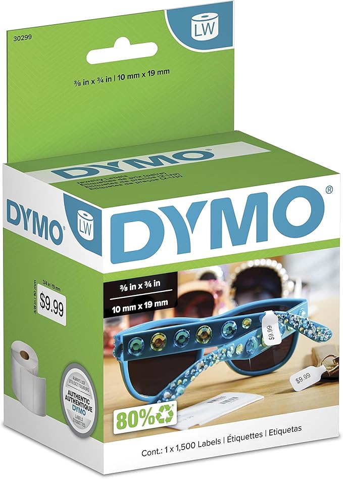 DYMO Authentic LW 2 - Up Price Tag Labels, DYMO Labels for LabelWriter Label Printers, 3/8" x 3/4", 1 Roll of 1500 | Laser Inkjet Printer Labels - TrueDesk