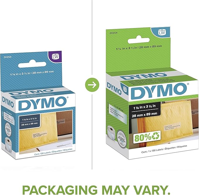 DYMO Authentic LW Clear Mailing Address Labels, DYMO Labels for LabelWriter Label Printers, 1 - 1/8" x 3 - 1/2", 1 Roll of 130 | Address Labels - TrueDesk