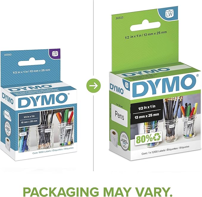 DYMO Authentic LW Extra - Small Multi - Purpose Labels DYMO Labels for LabelWriter Printers White 1/2" x 1" 1 Roll of 1000 | All - Purpose Labels - TrueDesk