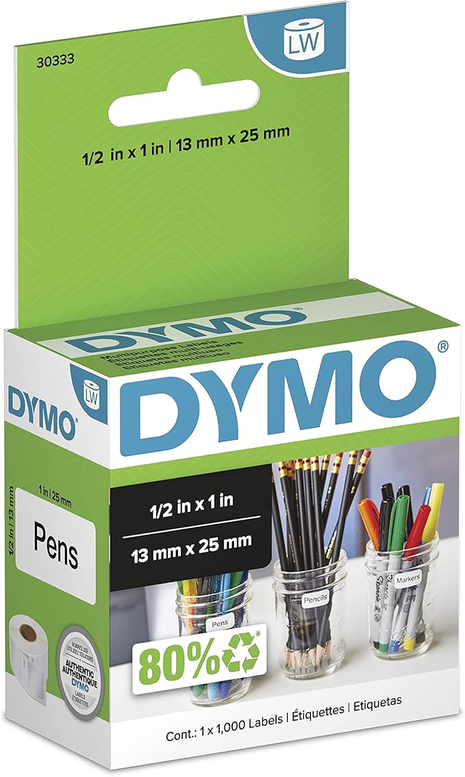 DYMO Authentic LW Extra - Small Multi - Purpose Labels DYMO Labels for LabelWriter Printers White 1/2" x 1" 1 Roll of 1000 | All - Purpose Labels - TrueDesk