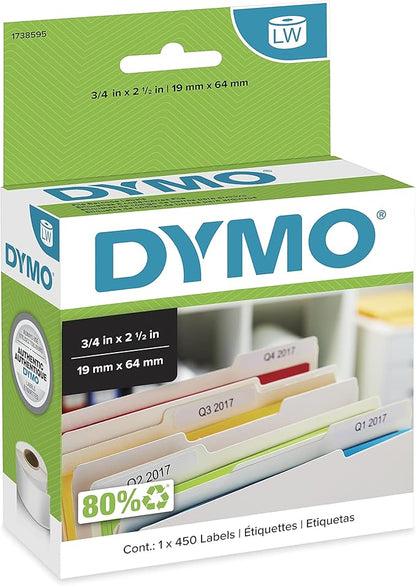 DYMO Authentic LW File Barcode Labels for LabelWriter Label Printers, White, 3/4" x 2 - 1/2", 1 Roll of 450 | All - Purpose Labels - TrueDesk